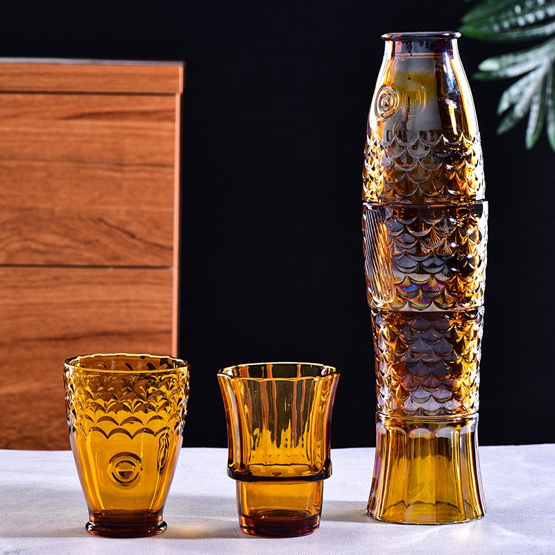 Ανάγλυφα Koi Glass Stacking Cups